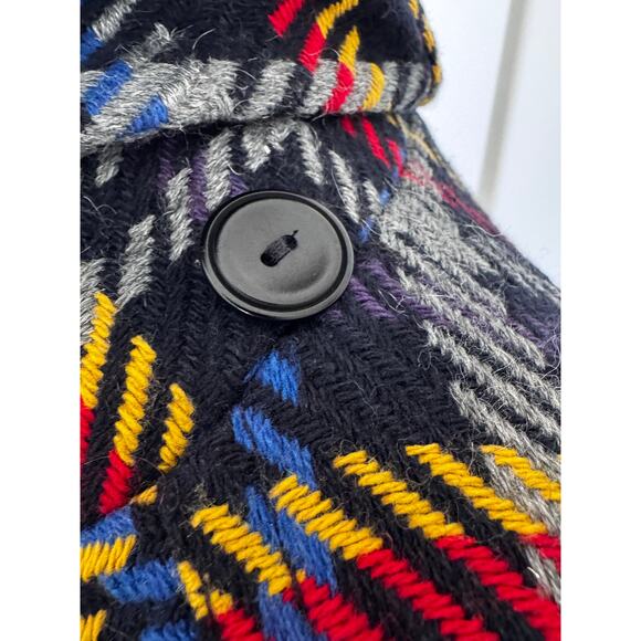 Vintage Max & Co Plaid Wool Tie Waist Coat Size S - Picture 8 of 11